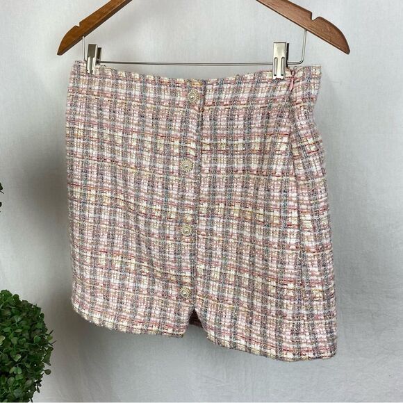 House Of Harlow Pink & White Woven Mini Skirt NEW S - Picture 3 of 7